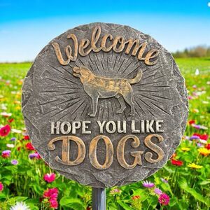 Welcome Hope You Like Dogs - Gift Craft Dog Themed Wall Plaque - Stepping Stone